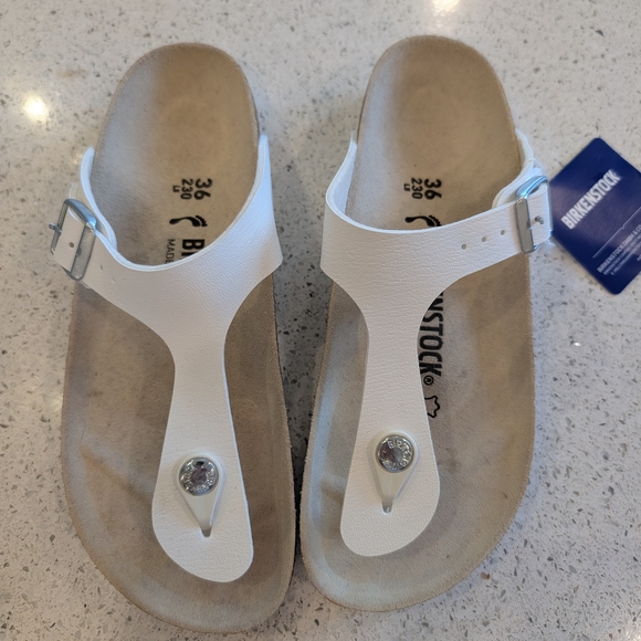 Birkenstock White Thong Sandals - Picture 1 of 2